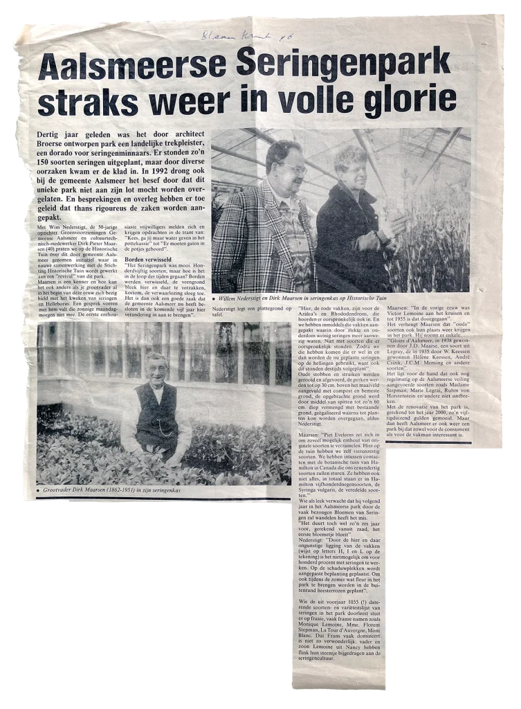 Krantenknipsel uit 1996,