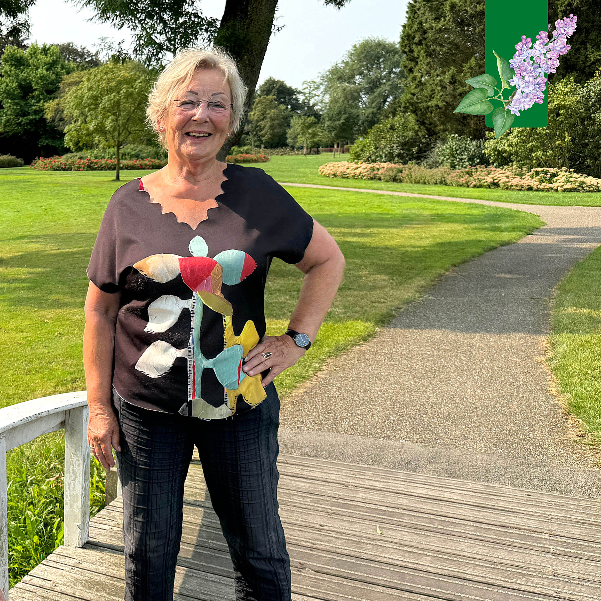 Greet Vaneman, vrijwilliger. In het Seringenpark van Aalsmeer