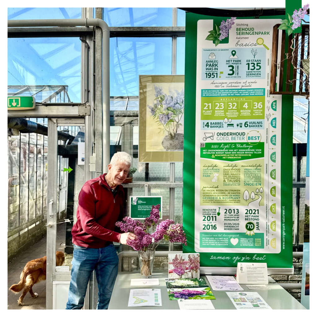 Dick Maarsen bij de informatiestand van SBSA op de Historische tuin