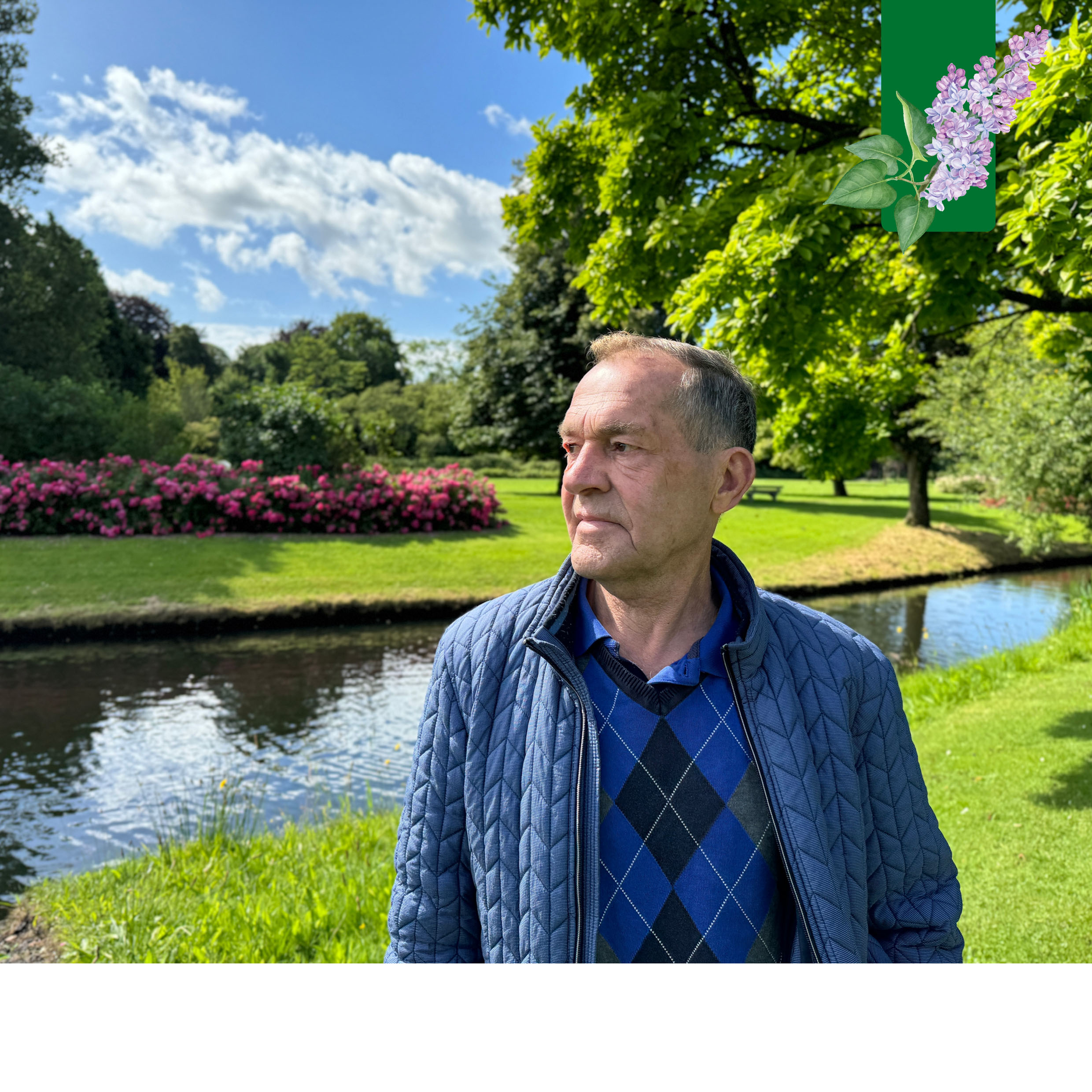 Portret van vrijwilliger Martin Smit met op de achtergrond het Seringenpark