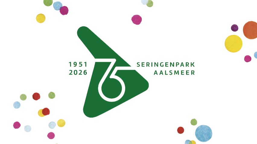 Logo 75 jaar Seringenpark Aalsmeer met confetti TN