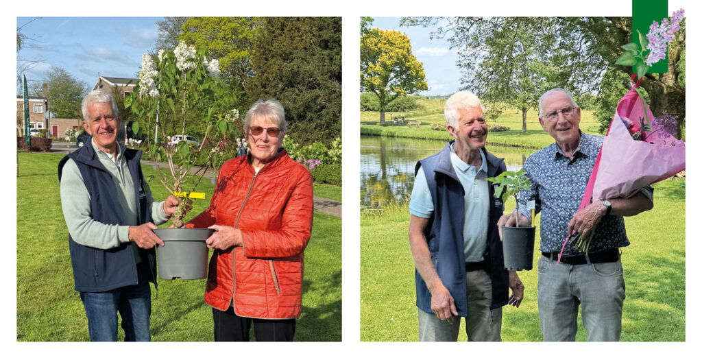Van alle inzendingen op de Historische Tuin zat het antwoord van mevrouw Coster het dichtst bij het juiste aantal, met slechts 4 bandjes verschil. Ook de heer Overveld zat tijdens de tentoonstelling in ‘t Baken verrassend dicht bij, met een verschil van slechts 5 bandjes. Van harte gefeliciteerd! Wij hopen dat jullie nog vele jaren van deze bijzondere sering zullen genieten.