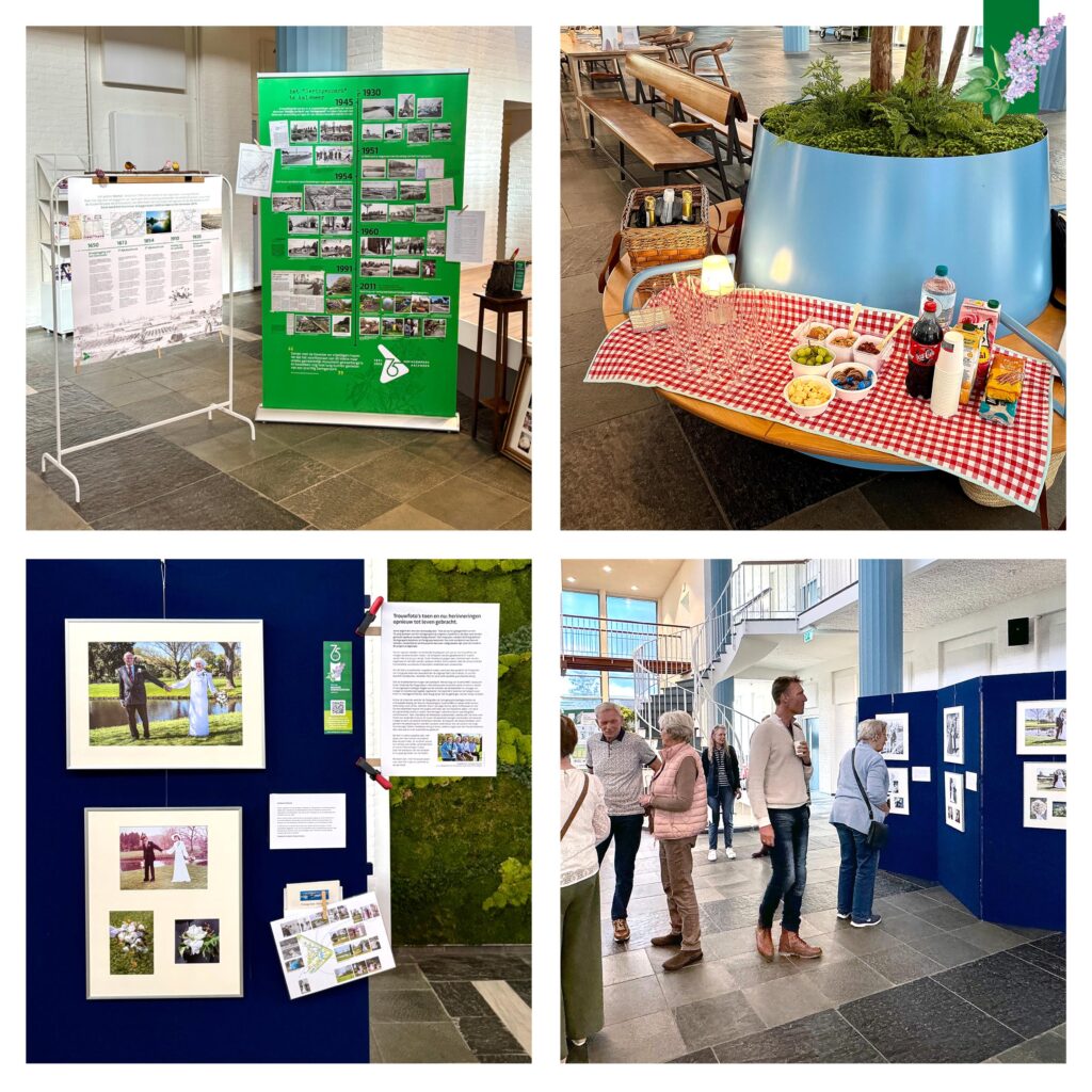 Opening van de expositie met bruidsfotografie-remakes, de tentoonstelling 75 jaar Seringenpark en een kleine picknick in de Burgerzaal.